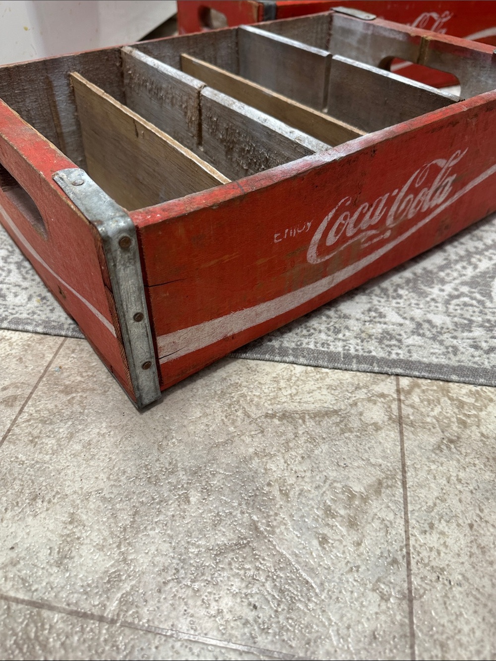 Coca-Cola Red and White Wooden Bottle Carrier